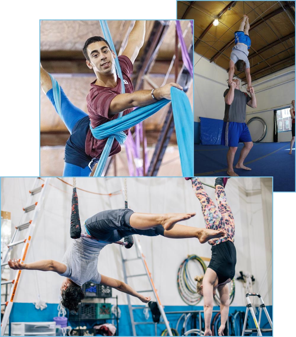 students training at esh circus arts