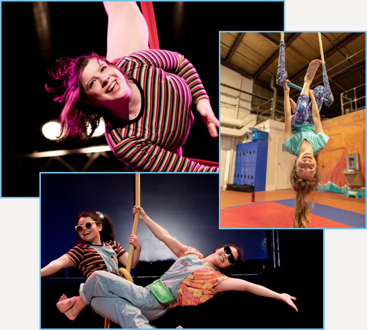 people performing and training at esh circus arts