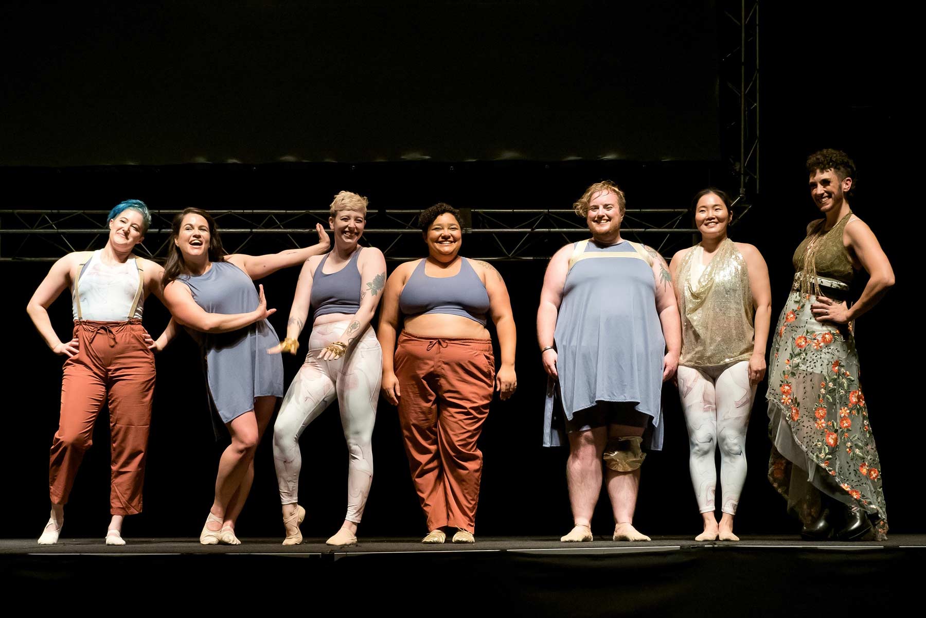 Dancers standing in a line